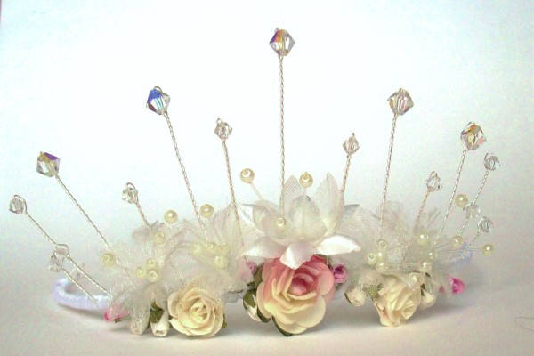 Handmade floral tiara with Swarovski Crystals for Brides Bridesmaids