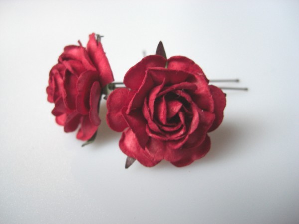 deep red rose hairpins
