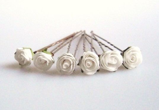 Ivory White rose hairflowers