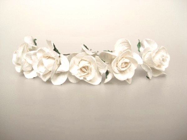 ivory white curly wild roses 