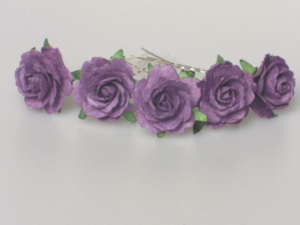 Purple 3cm rose hair flowers