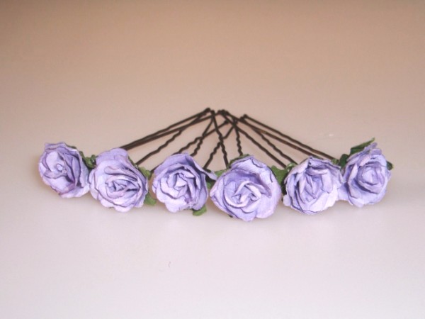 Purple Rose Bridal hair flowers