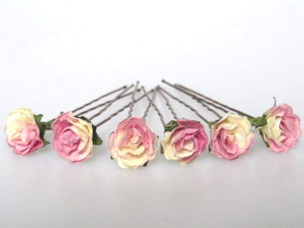 two-tone Rose Bridal hair flowers