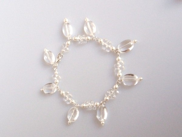 Handmade quartz and Swarovski pearl bracelet