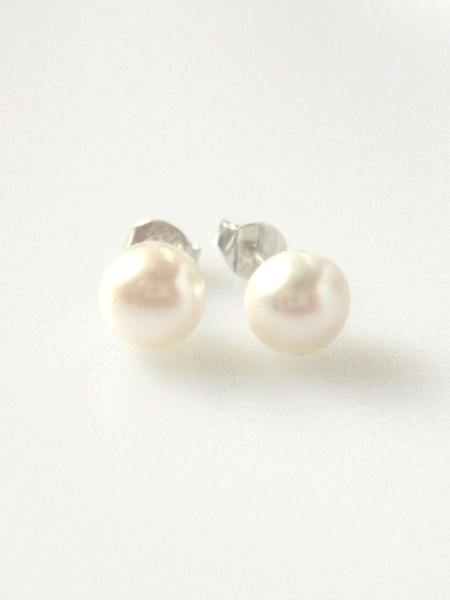 white pearl stud earrings