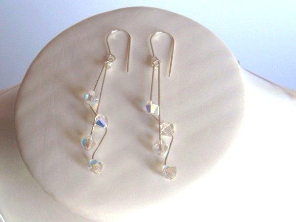 Handcrafted Swarovski Crystal AB Bridal Earrings on Sterling Silver earwires