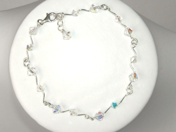  handmade Swarovski crystal AB bracelet with sterling silver clasp