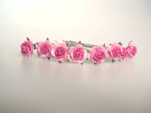 two-tone pink mini rose hair flowers