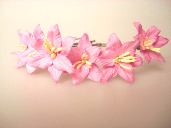 pink lily hair flowers